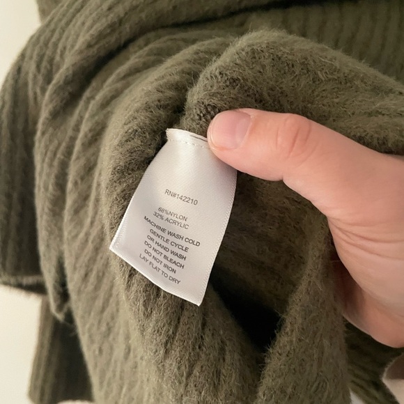 Mersea Chalet Cowl Neck Sweater Olive Ribbed Cozy - Picture 6 of 10